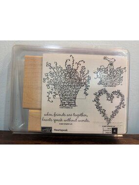 NWB Stampin’ Up! Heartspeak Rubber Stamp Set Of 4 2007 Floral & Heart Crafting